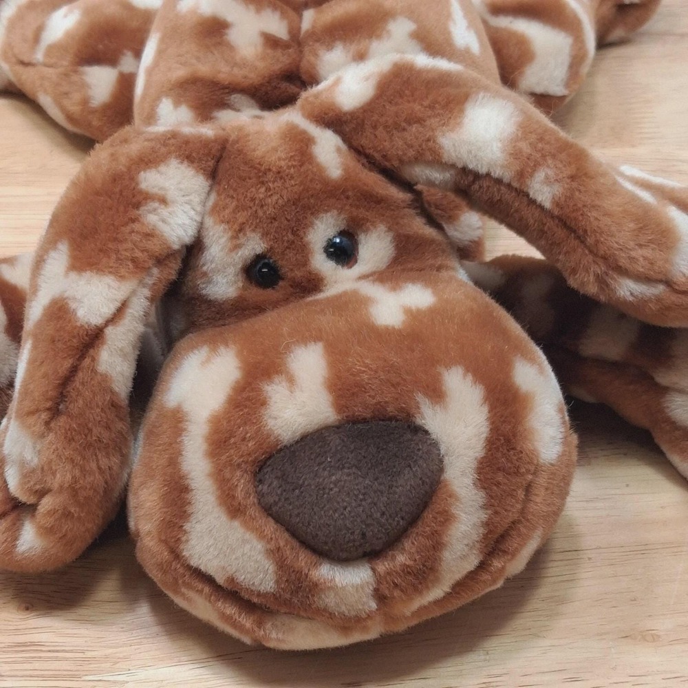 Vintage GUND Brown Puppy Bones Spots Dog BONZ #13017 Floppy Ears Snuggly Soft - Picture 2 of 9
